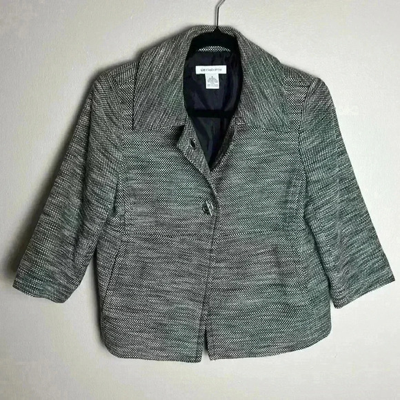 Liz Claiborne Small Cropped Jacket Blazer 3/4 Sleeves Office Career Pockets - Picture 6 of 13